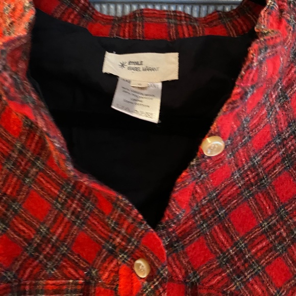 Isabel Morant Etoile red wool blend plaid shirt size 0 - Picture 4 of 6
